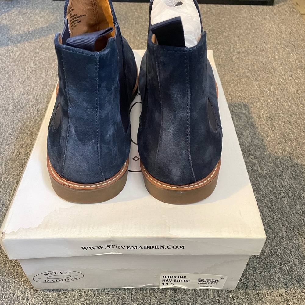 Steve Madden Chelsea Boots Men’s Size 11.5 Navy Blue Suede - Picture 5 of 9